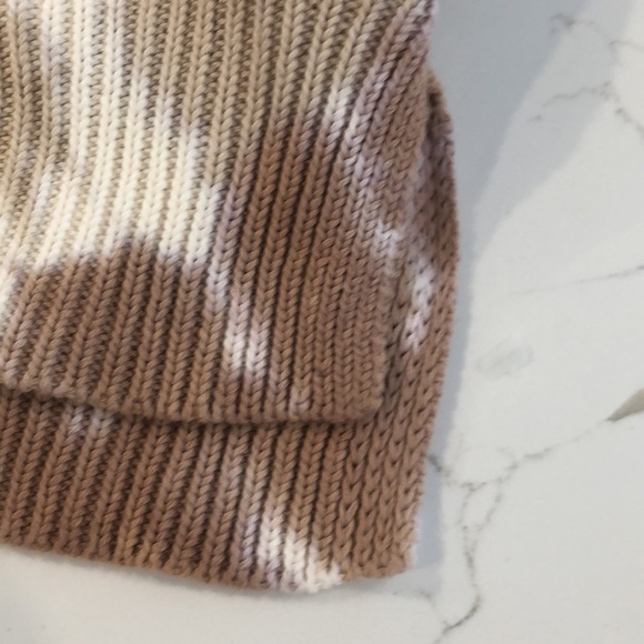 Aerie Oversized Sweater Ivory Brown Tie Dye Ribbed Pullover Long Sleeve Boho  M - Picture 8 of 11